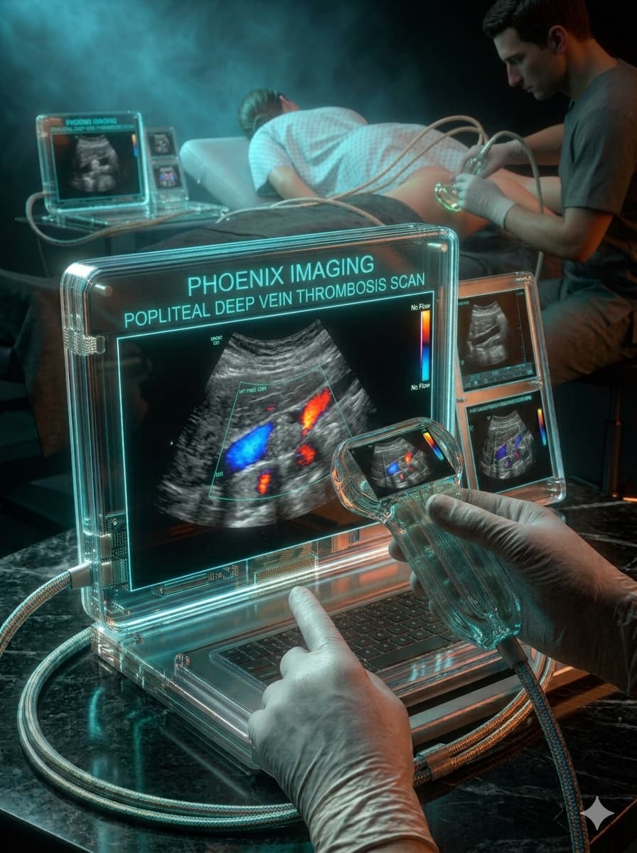 Doppler vascular evidenciando trombose venosa profunda poplítea